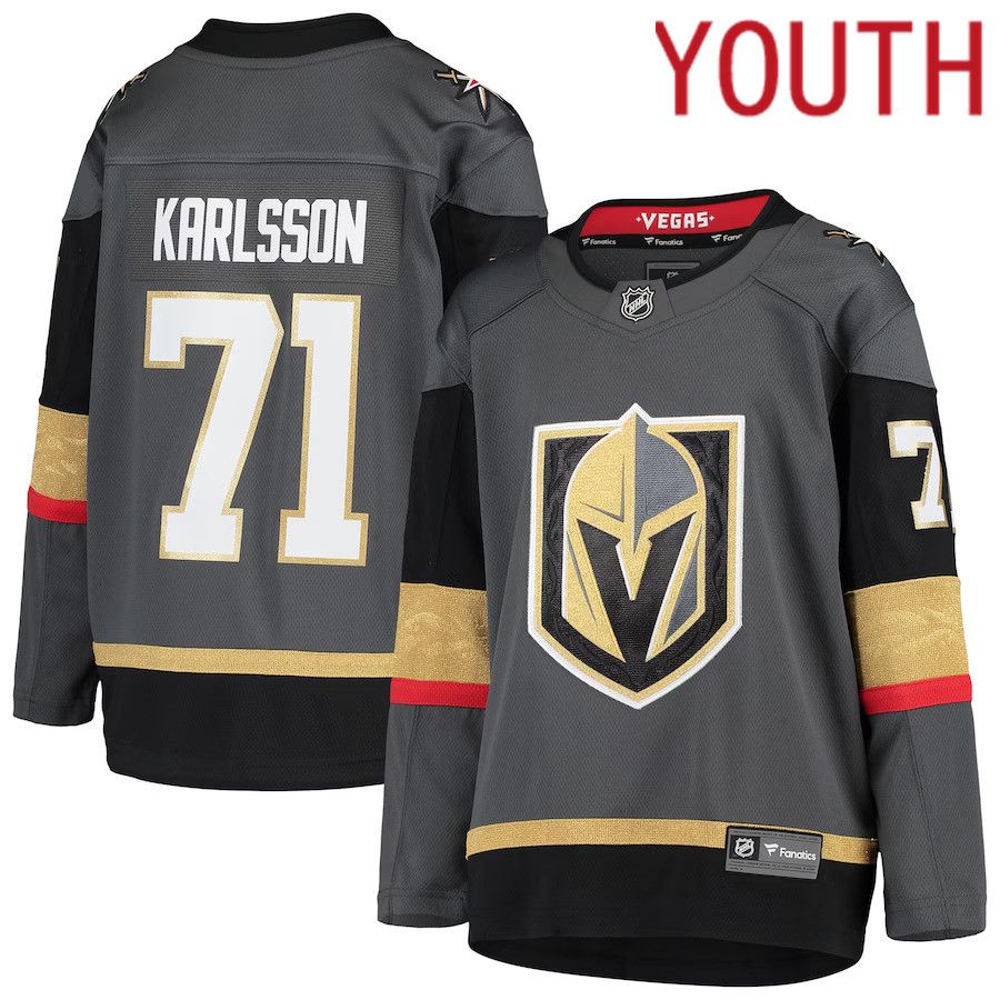 Youth Vegas Golden Knights #71 William Karlsson Fanatics Branded Gray Alternate Premier Breakaway Player NHL Jersey